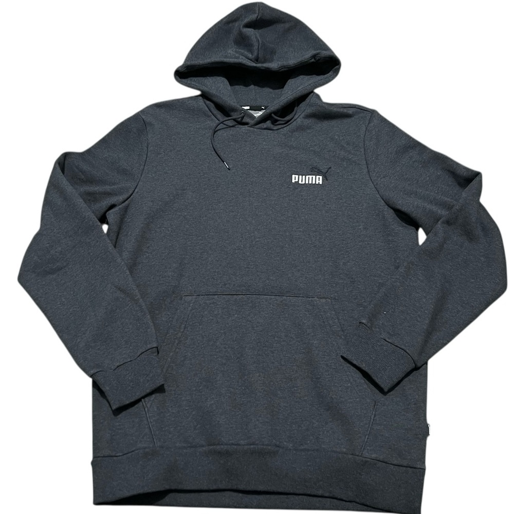Puma Men's Embroidery Logo‎ Hoodie dark gray size medium drawstring pockets